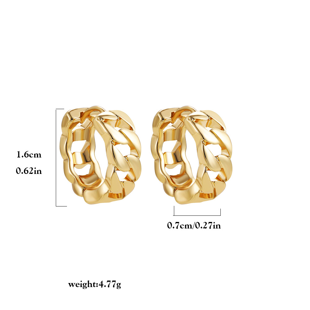 18K Gold Retro Minimalist Earrings Geometric Twist Circle Layered Light-Luxury Hoops