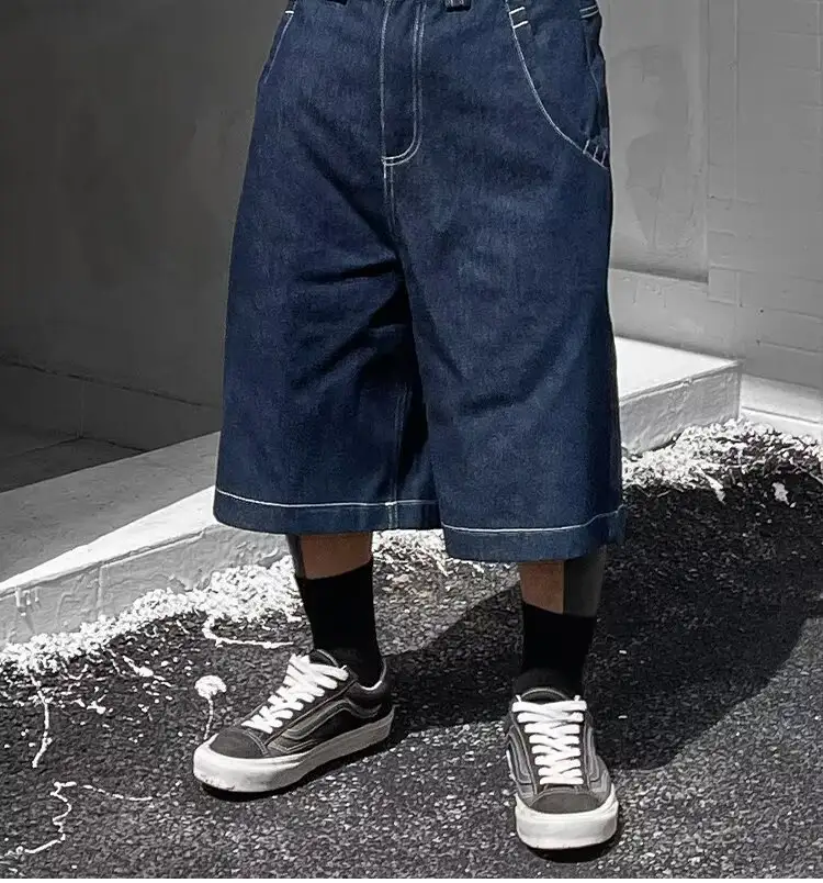 Mens Loose-Fit Summer Denim Shorts In The American West Coast Style