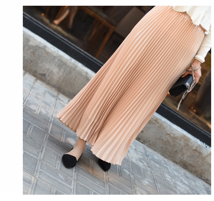 Solid Color High Waist Chiffon Handmade Crepe Pleated Skirt