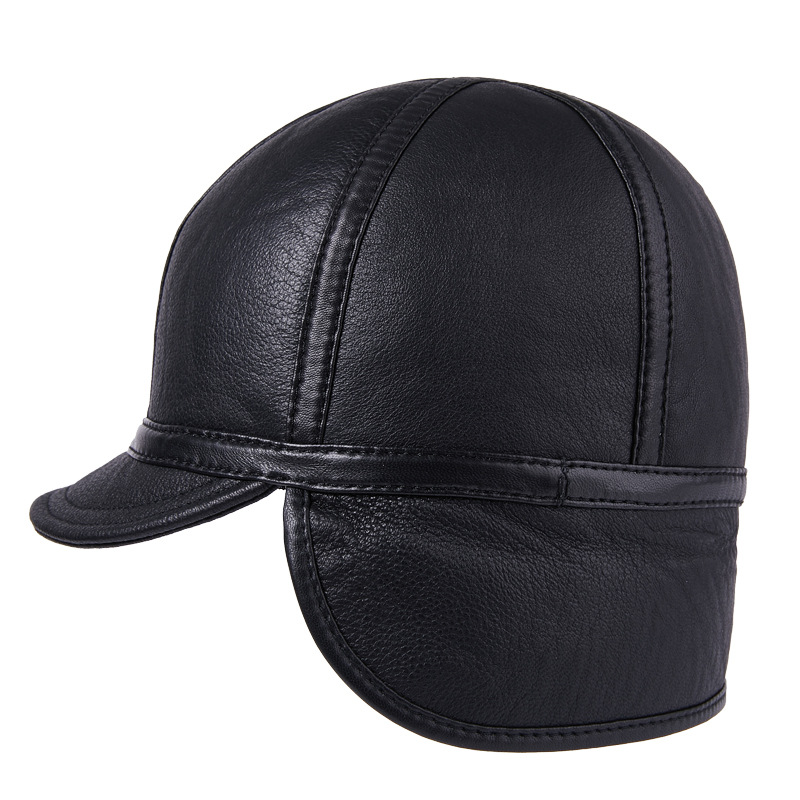 Casual Leather Men's Winter Sheepskin Velvet Thermal Outdoor Hat — foto 15