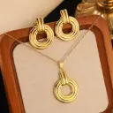 Stainless Steel Heart Bow Flower Necklace And Earrings Set view 22