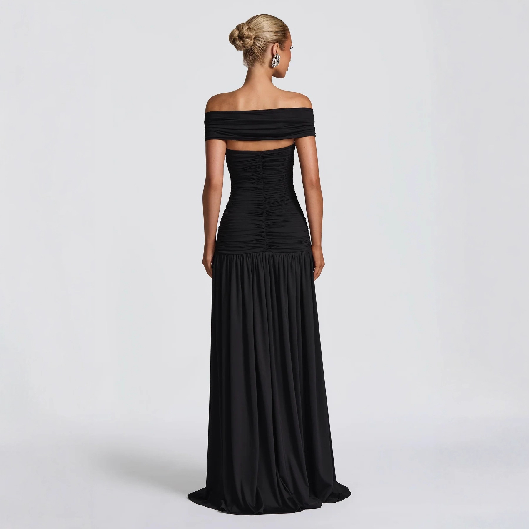 Backless Slim Fit European And American Style Dress Mesh Pleated Slit Skirt