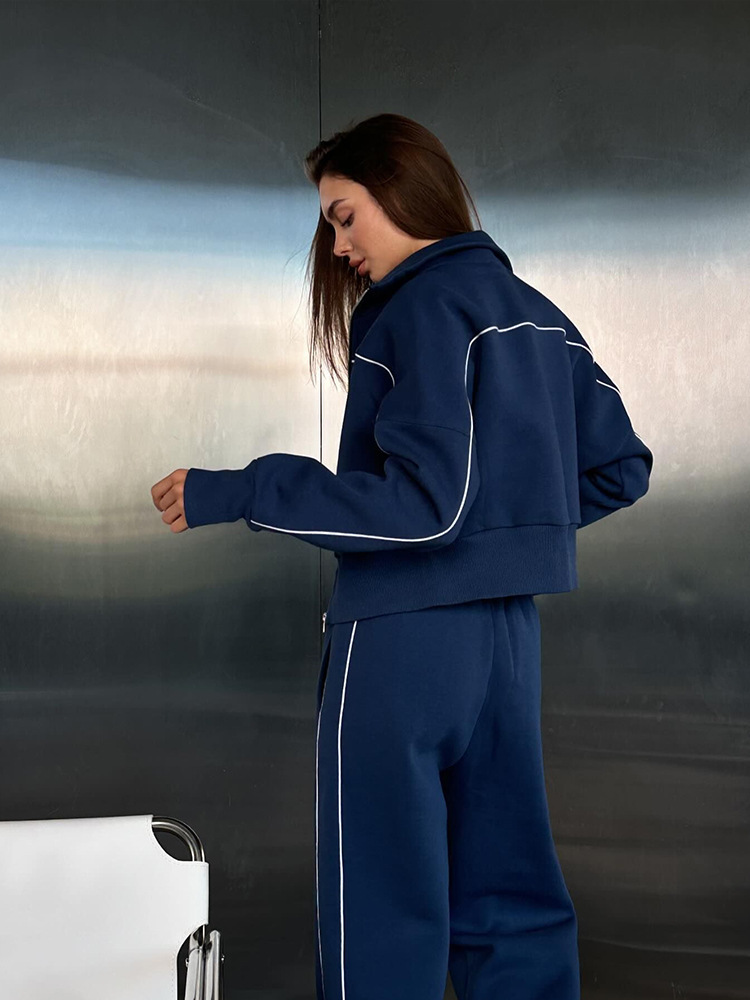 Ensemble Décontracté Femme Pull Zippé Pantalon