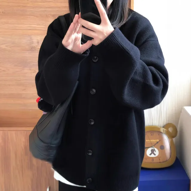 Autumn And Winter High grade Casual Sweater Coat Black - Shop at LoveMi