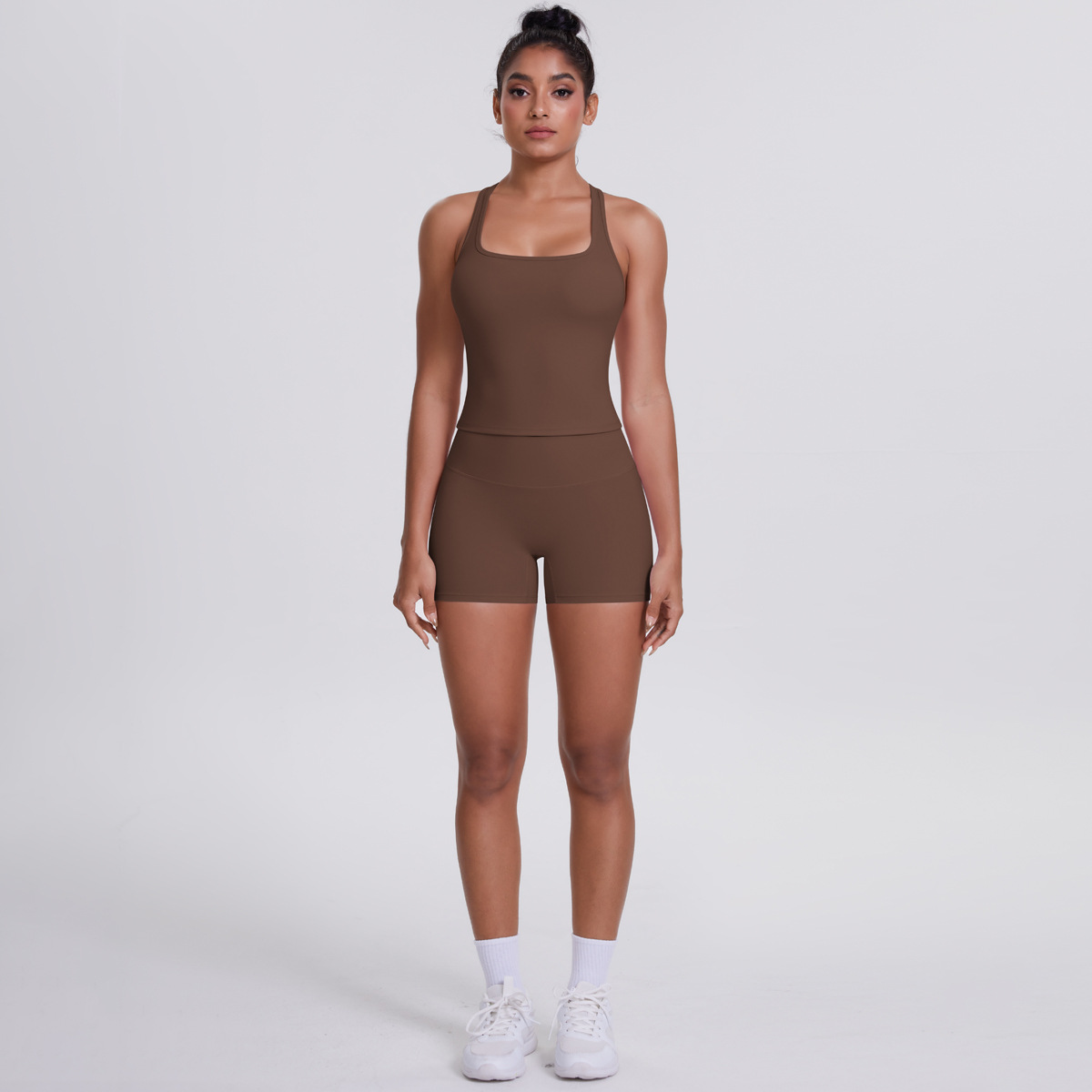 Brushed Outdoor Leisure Running Yoga Clothes Beauty Back Hip Raise Skinny Shorts Suit - Image 3