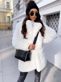 Temperament Long Sleeve Lapel Faux Fur Coat Solid Color Coat Women Fur Fur Women's Clothing - White - View 1