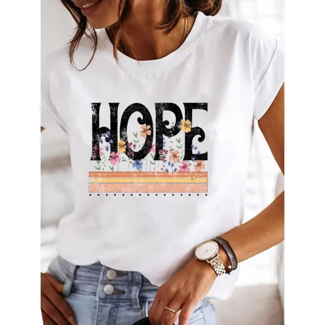 European And American Women's Clothing Casual Daily Short Sleeve Casual Cotton T shirt 5 - Shop at LoveMi