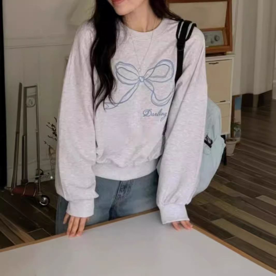 Women's Embroidered Bow Pullover Sweater