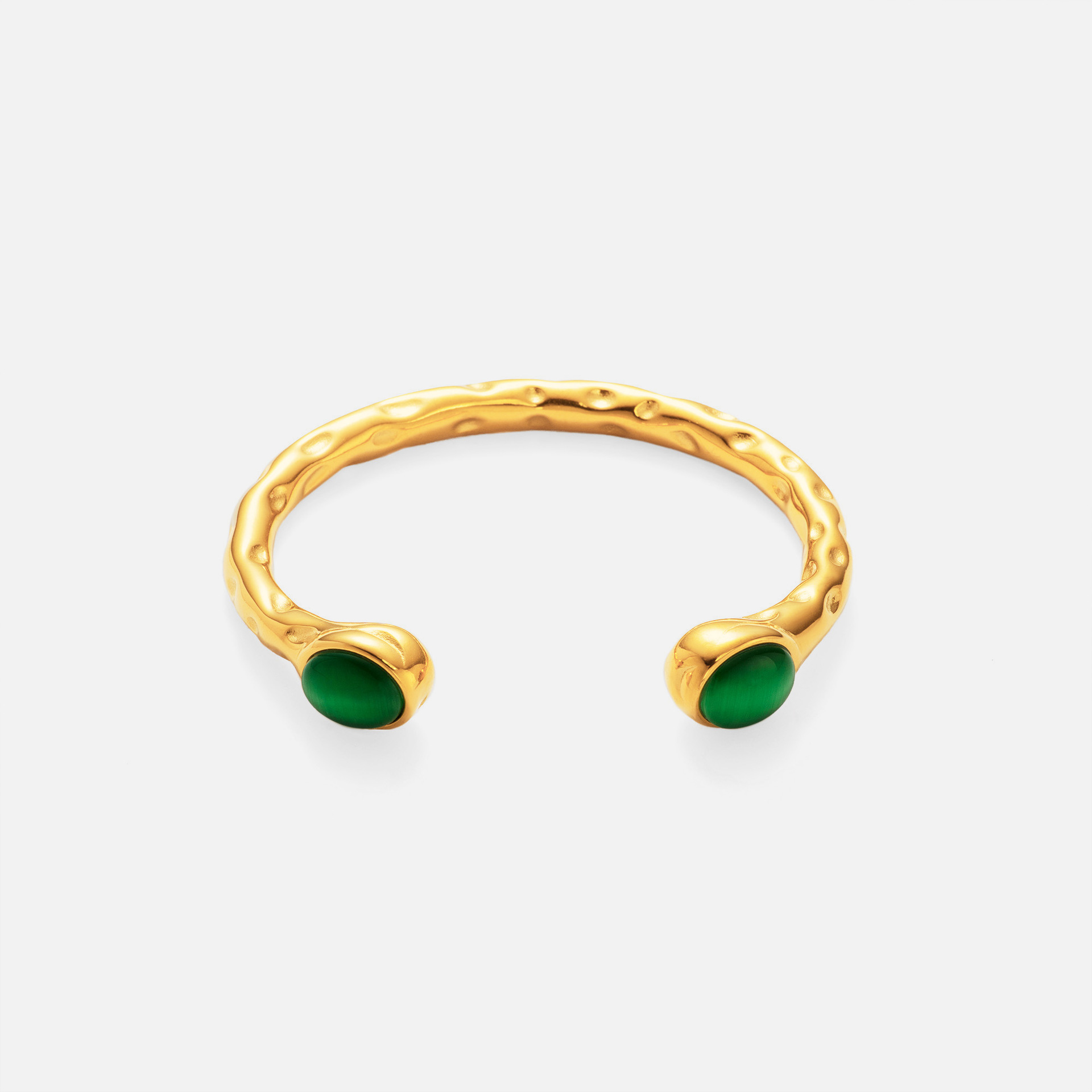 Genuine Gold Plated Titanium Steel Exquisite Zircon Opening Bracelet Green - Shop at LoveMi