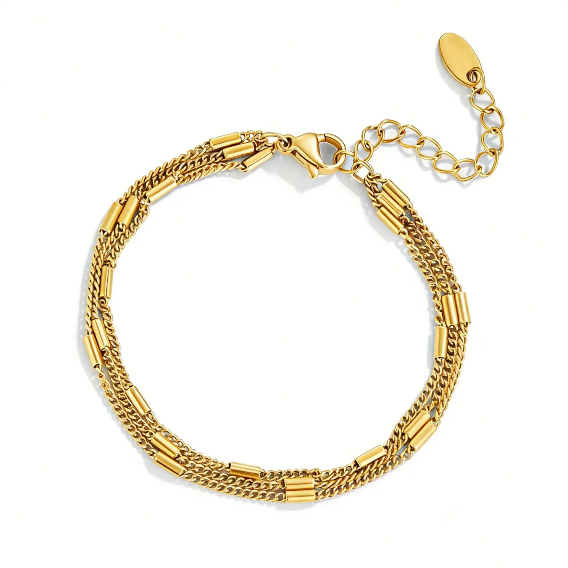 Stainless Steel Plated Minimalist Multi-Layer Bracelet