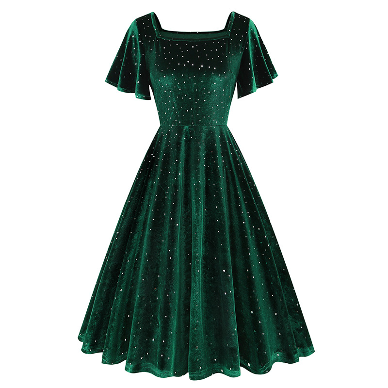 Title 6, Floating Sleeve Gilding Velvet Retro Dress