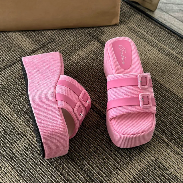 Simple All match Wedge Platform Women's Sandals Pink - Shop at LoveMi
