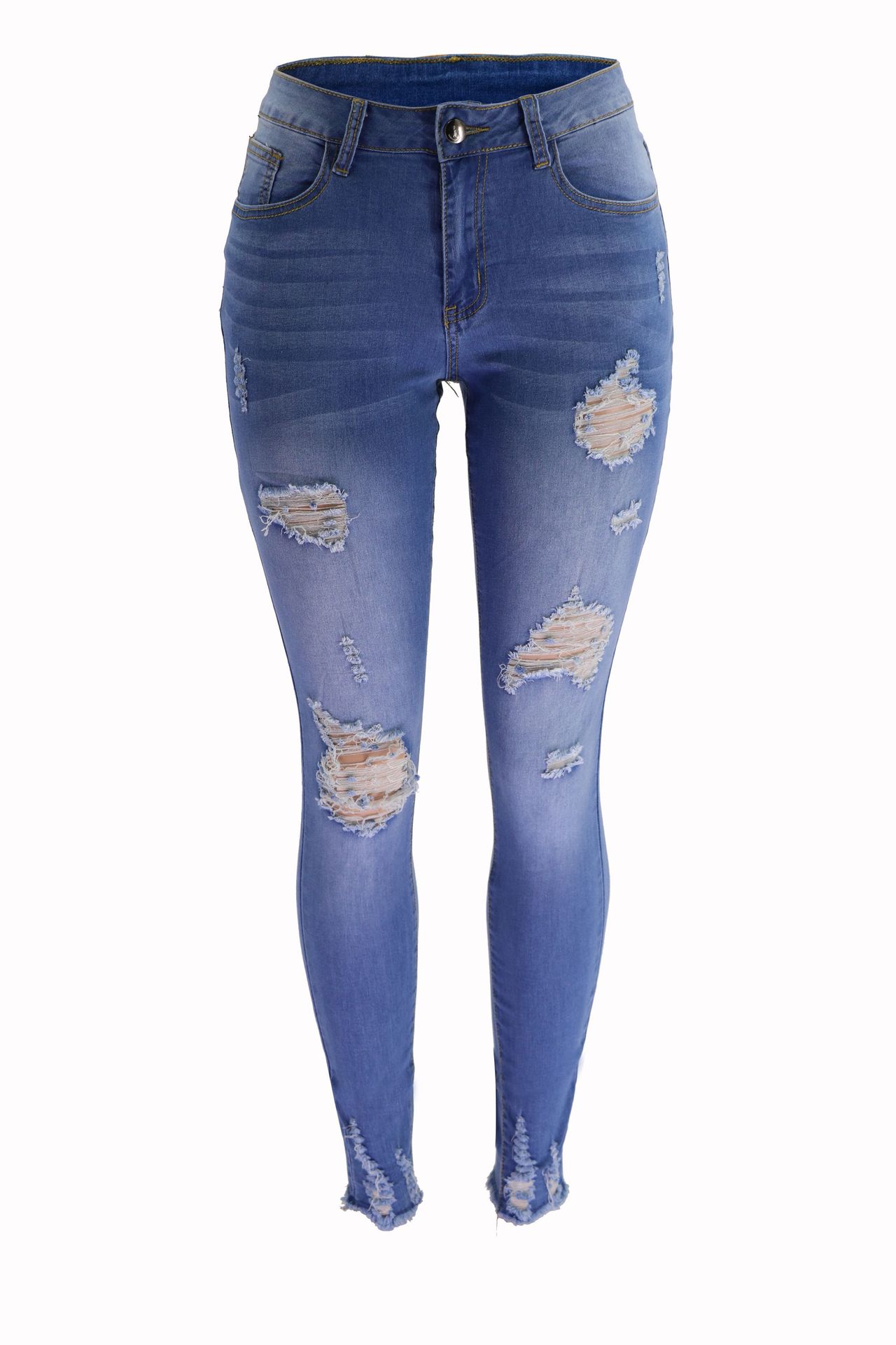 Women's Ripped Jeans Slim Fit Skinny Light Blue - Shop at LoveMi