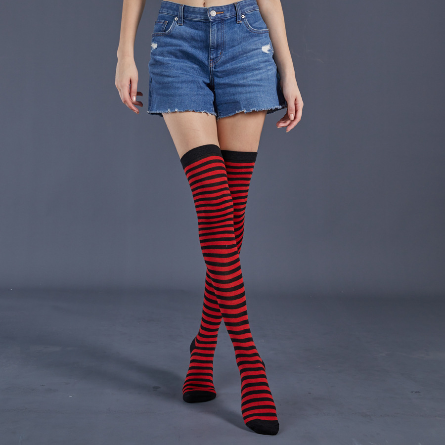 Thin Stripes Stockings Over The Knee Thickened High Tube Ladies Dance Party Performance Socks