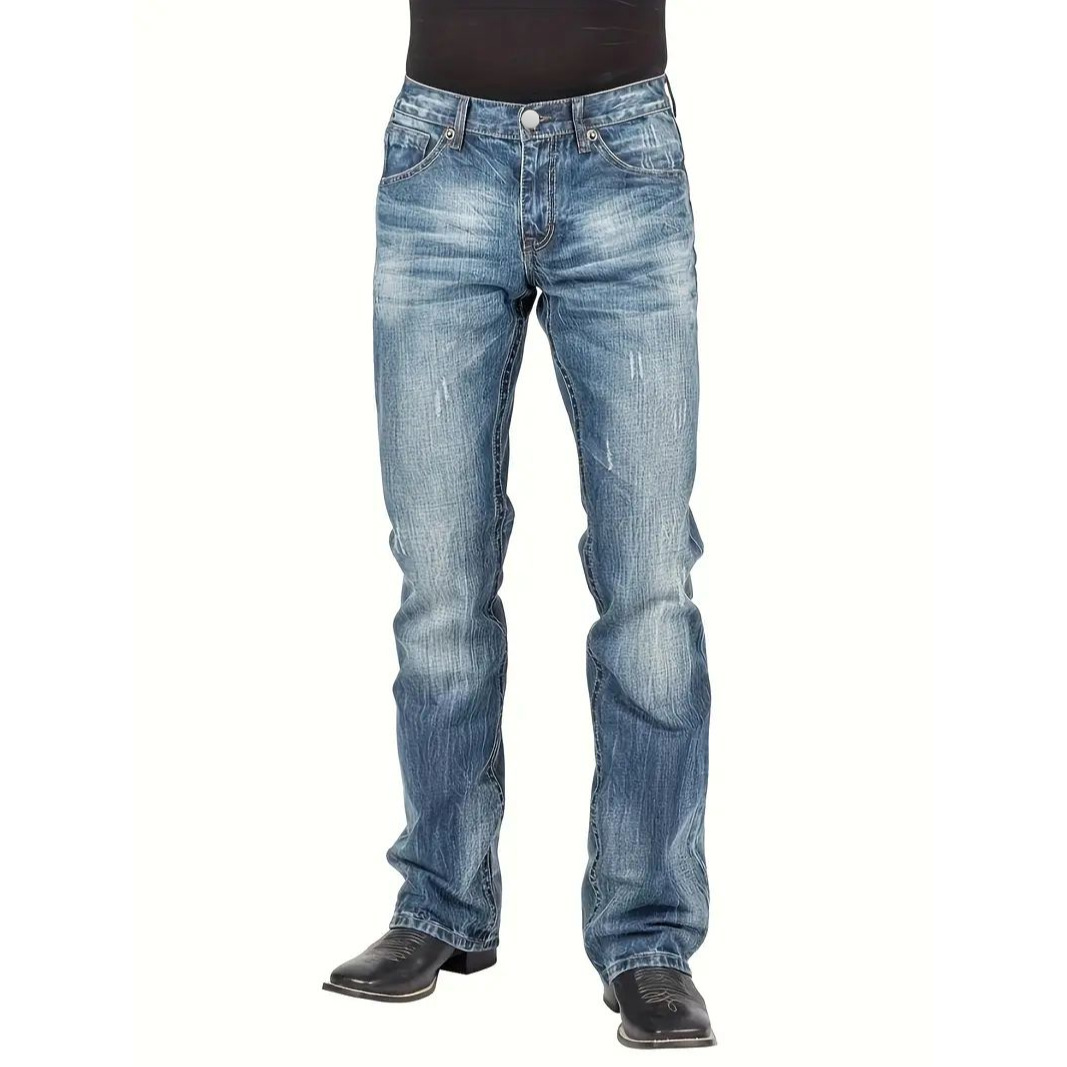 Mens Street-style Straight-leg Trendy Denim Jeans