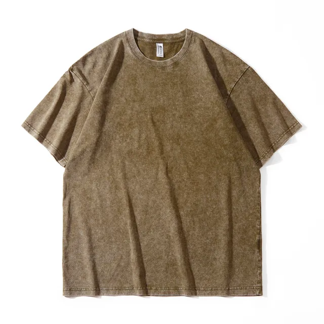 Japanese style Retro Washed Old Snowflake Cotton Short Sleeve Women Deep Coffee - Shop at LoveMi
