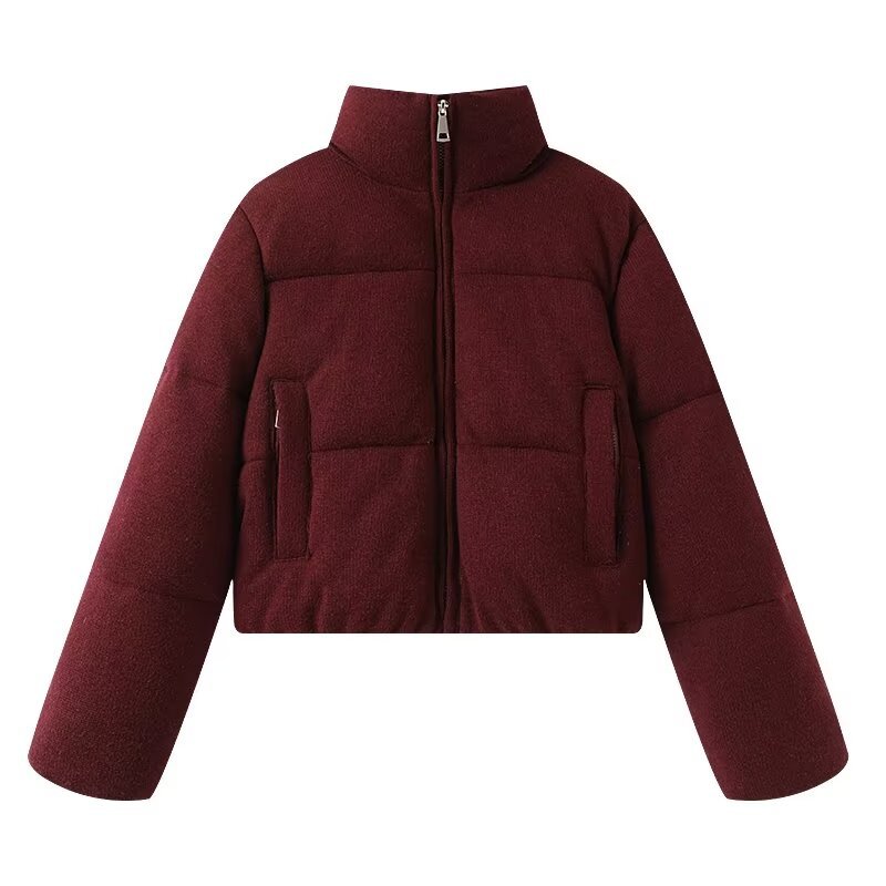 Knitted Fabric Stand-up Collar Thermal Comfortable Figure-flattering Classic Puffer Jacket - Image 2