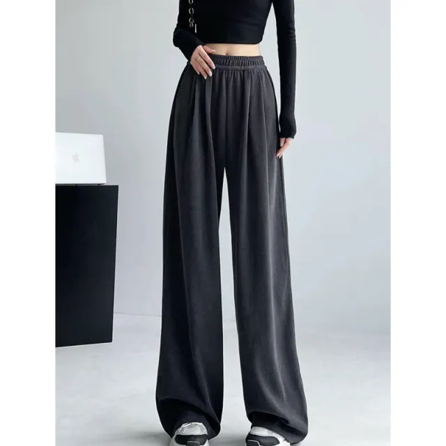 Casual Straight leg Maillard Brown Wide leg Pants For Women Gray - Shop at LoveMi