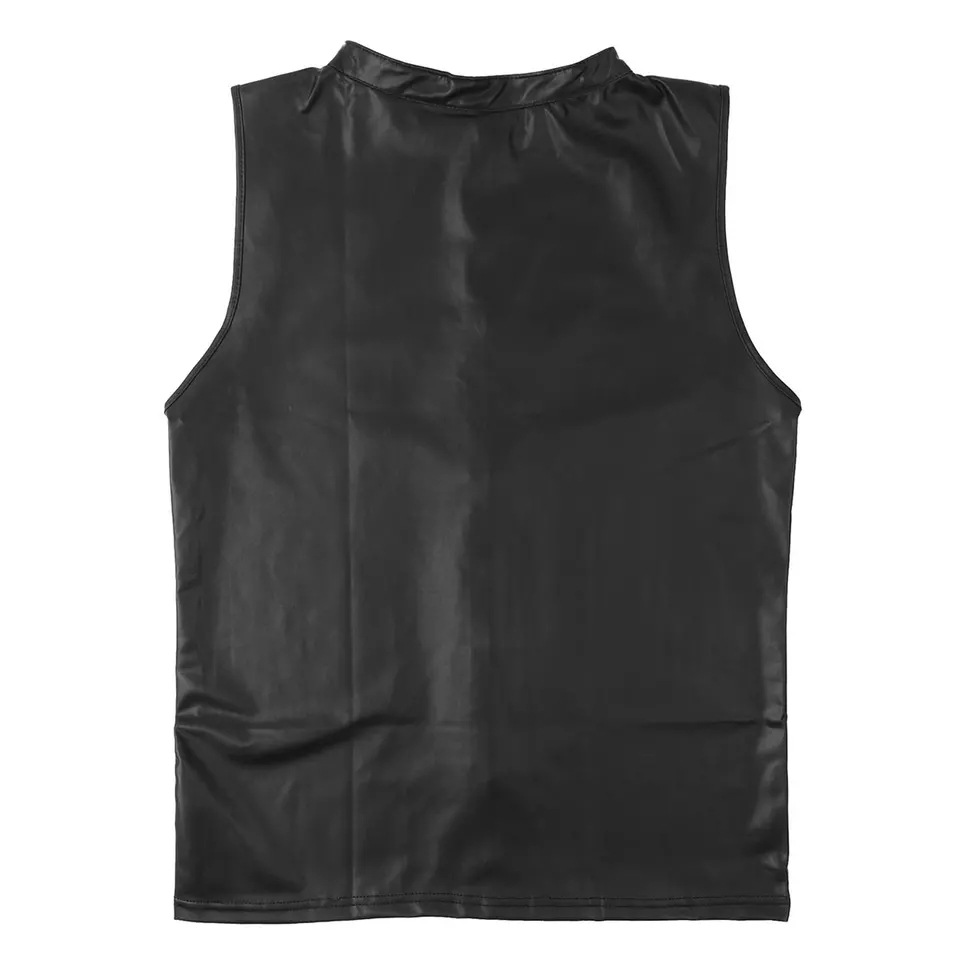 Title 4, Herren Tank Top aus mattem Leder Glänzendes Led...