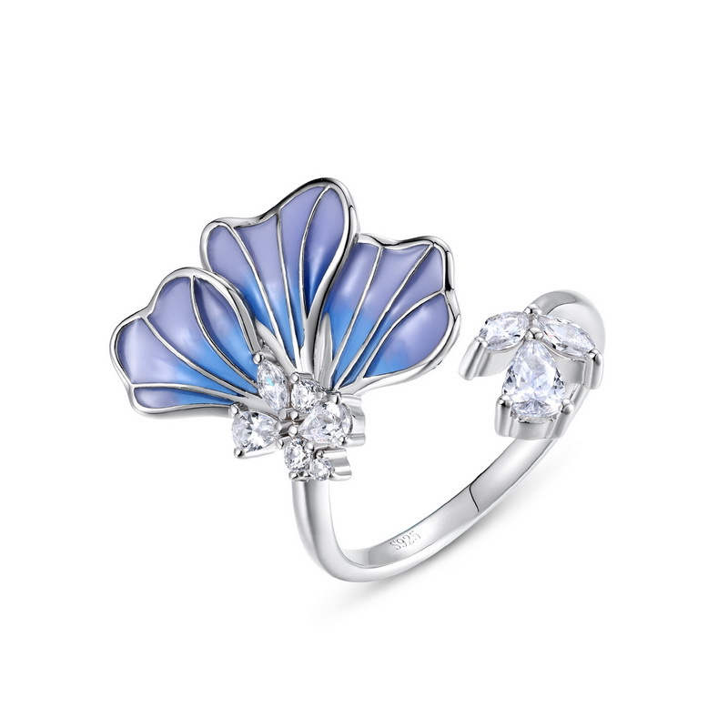 Women's Gradient Oil Dripping Petal Ring