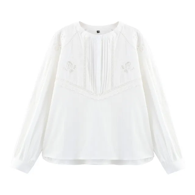 European And American Style Vertical Lace Embroidered Shirt Red - Shop at LoveMi