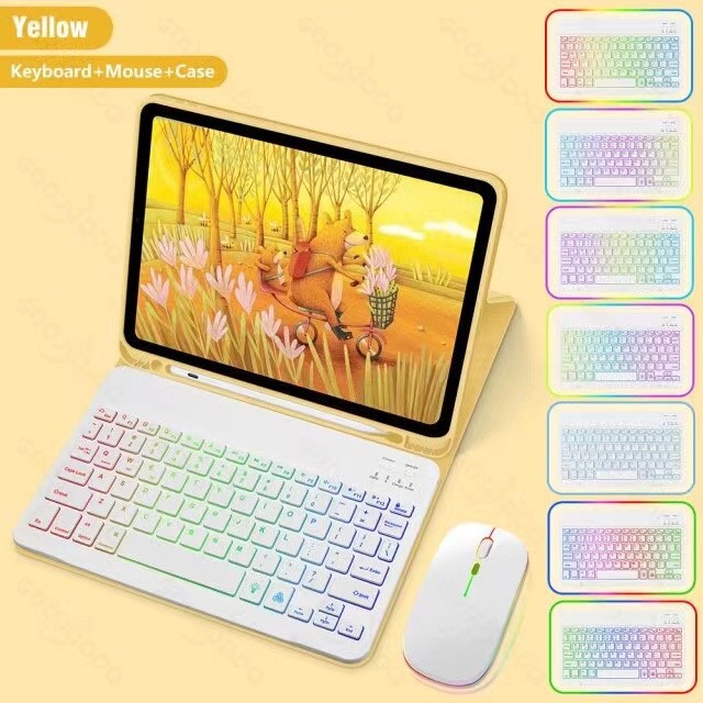 Ipad Protective Case Luminous Bluetooth Keyboard Leather Sheath - Image 9