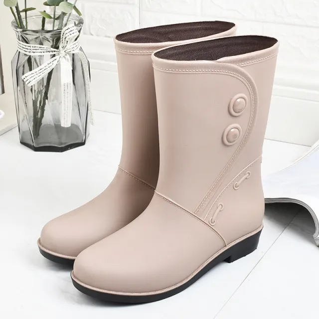 Fashion Velvet Padded Rain Boots Women Warm Knee high Rain Boots Khaki - Shop at LoveMi