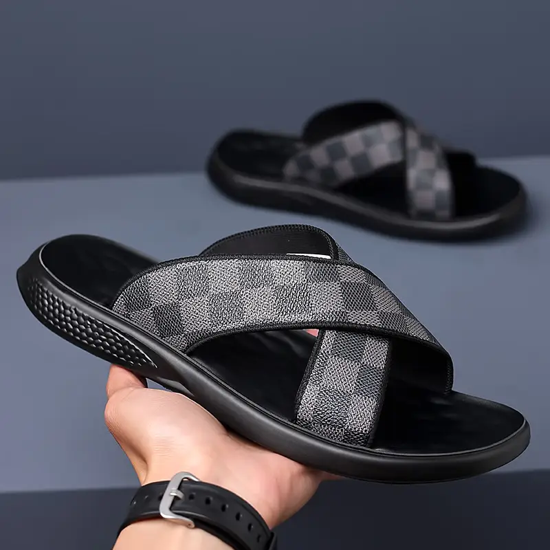Men's Checkered Beach Shoes Sandals For Outdoor Use