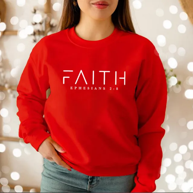Trendy Faith Sweatshirt Bible Verse Shirt Christian Clothing Red - Shop at LoveMi