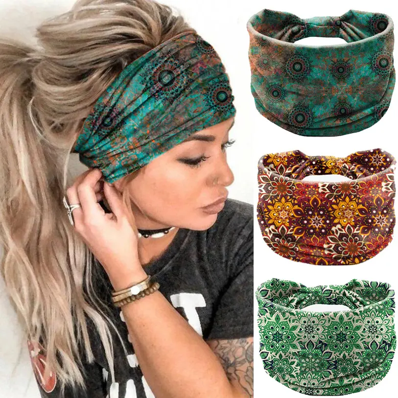 Hair Band Datura Flowers Headband Elastic and Sweat-absorbing Women's