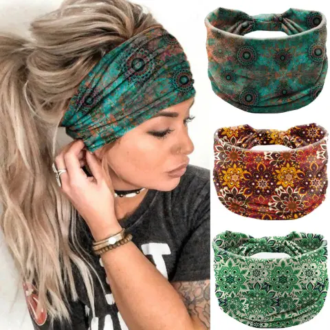Hair Band Datura Flowers Headband Elastic and Sweat-absorbing Women's