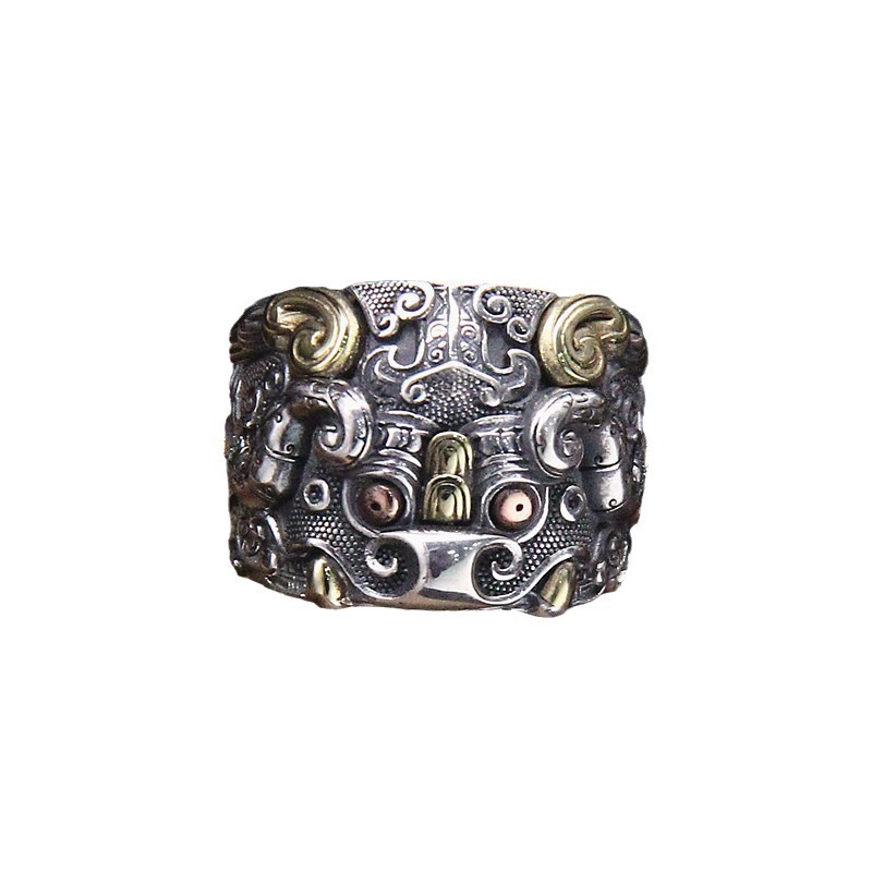 S925 Sterling Silver Vintage Dragon Pattern Ring