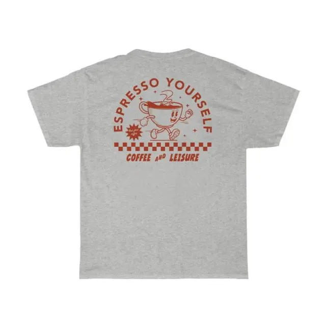 Espresso Yourself Women Retro Funny Coffee T Shirts Oversize Gray - Shop at LoveMi