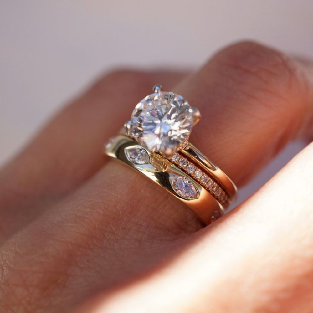 Micro-paved Zircon Ring Set