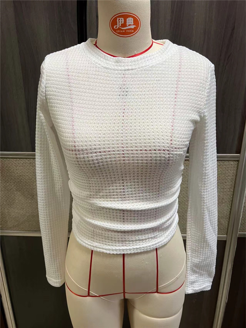 Autumn And Winter Wild Plaid Round Women's Top White - Shop at LoveMi