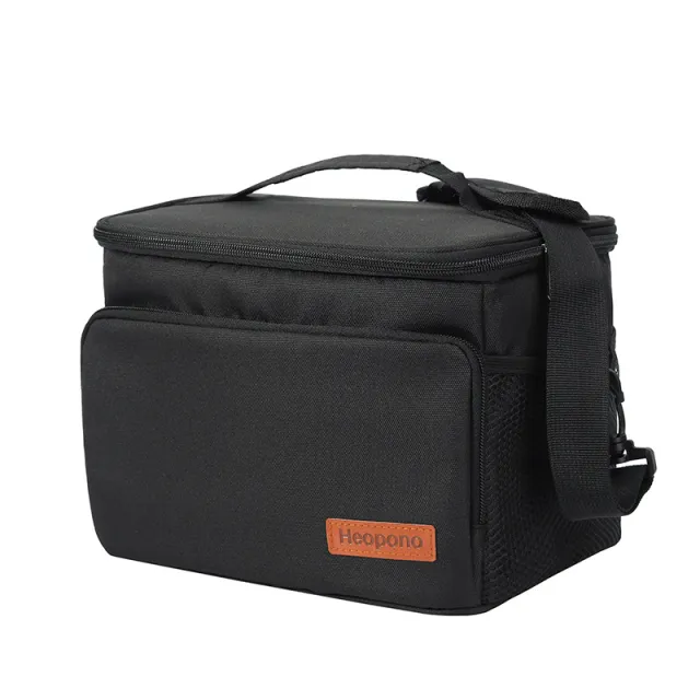 Crossbody Outdoor Thermal Bag Oxford Cloth Large Capacity Lunch Box Black - Shop at LoveMi