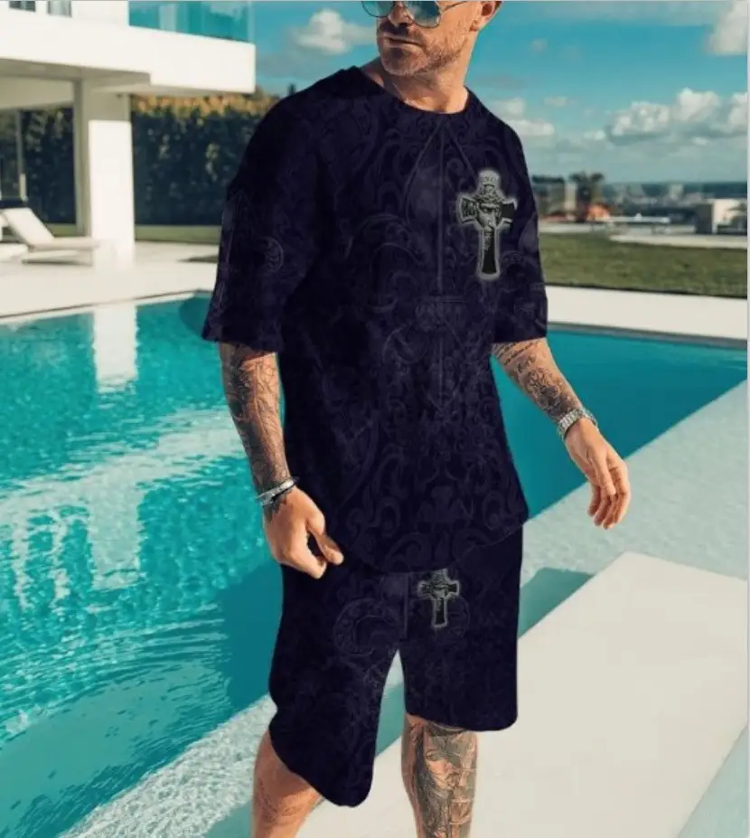3D Digital Printed T-shirt Men's T-shirt Casual Suit