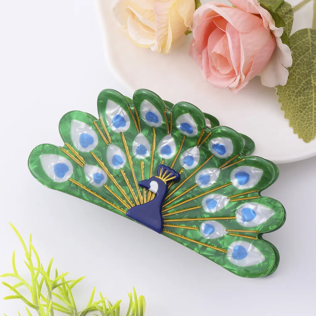 Retro Style Peacock Creative Animal Shark Clip - Peacock