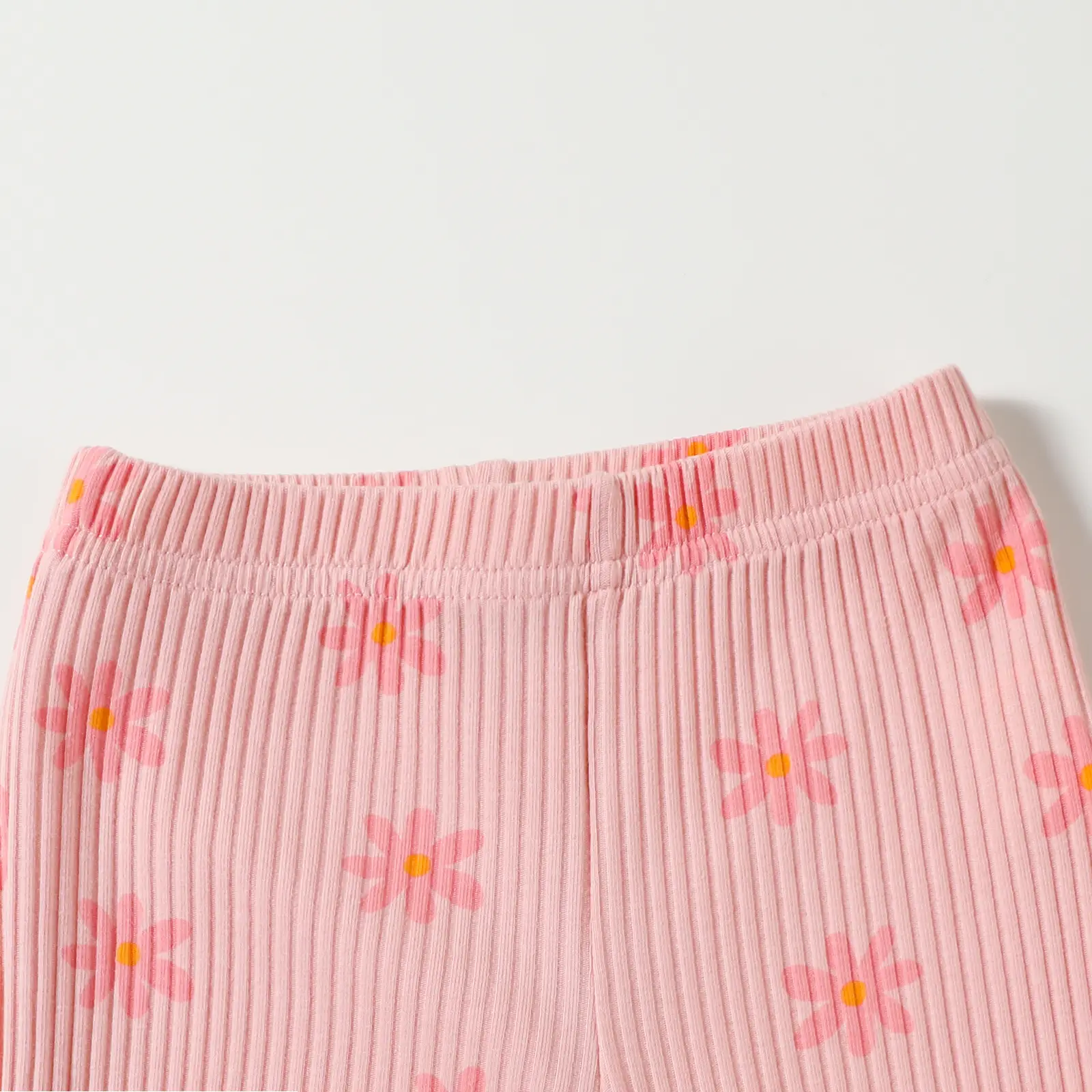 Flower Print Short Sleeve Trousers Suit Girls