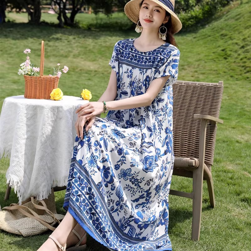 Middle-aged Mom Loose Temperament Casual Mid-length Dress