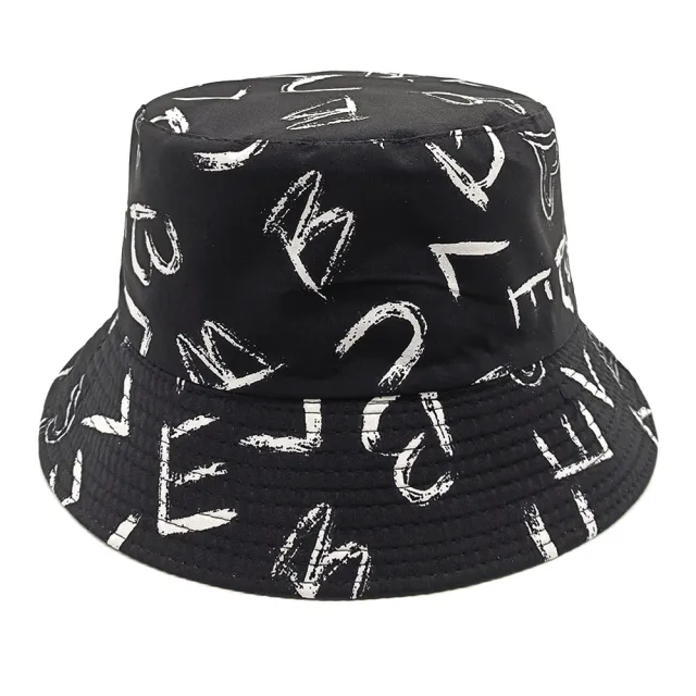 Love Letter Pattern Bucket Hat Children's Digital Printing Bucket Hat Black - Shop at LoveMi