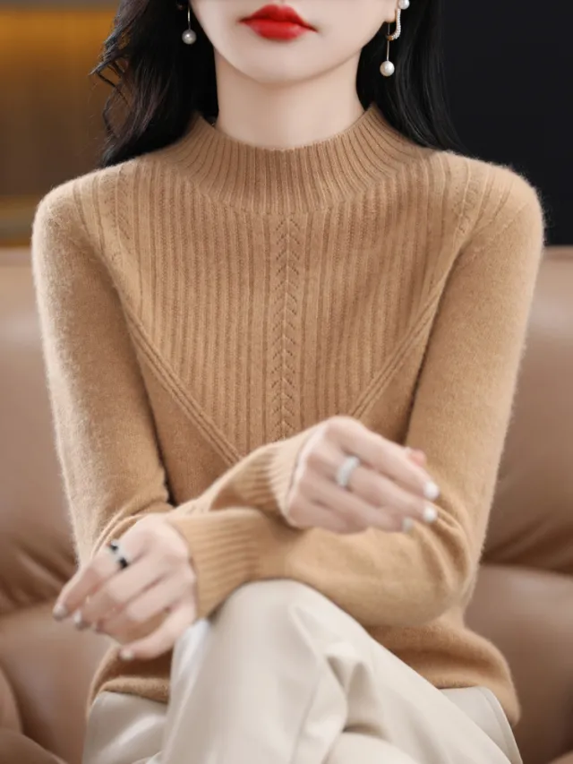 Fall And Winter Outer Wear Lazy And Versatile Knitted Bottoming Sweater Camel - Shop at LoveMi