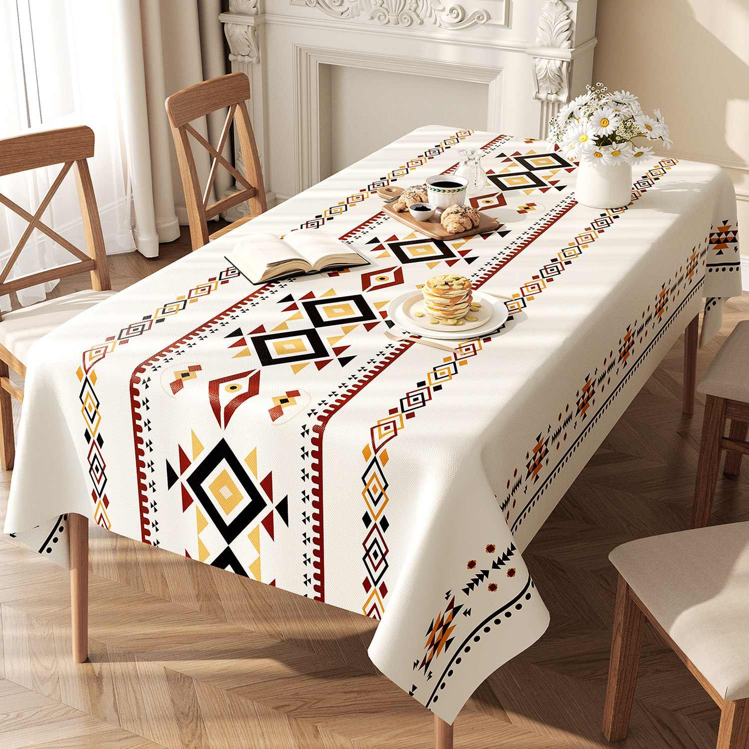 No-wash, Waterproof, Oil-resistant, Ethnic-style Fabric Tablecloth — foto 5
