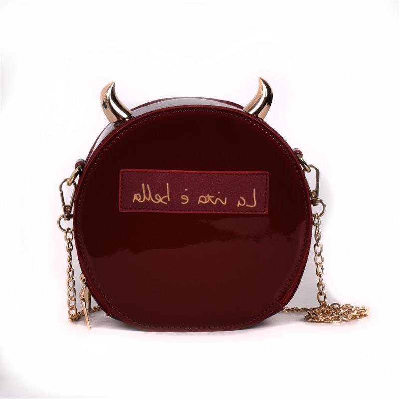 Personalized Corner Patent Leather Shoulder Bag Little Devil Bag Chain Crossbody Bag
