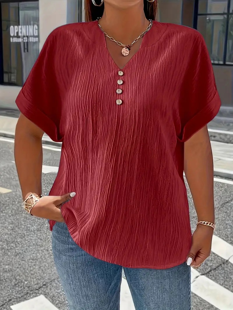 Summer Casual Women's Clothing Small V-neck Short-sleeve Top - Image 8