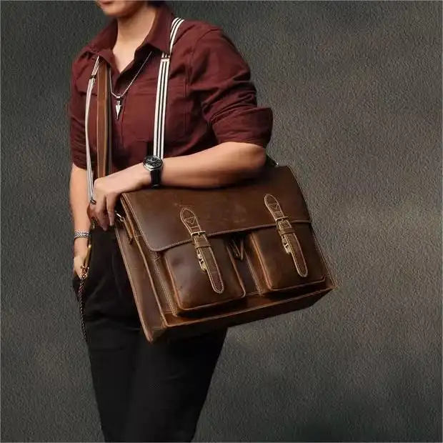 Top-Grain Cowhide Business Laptop Briefcase