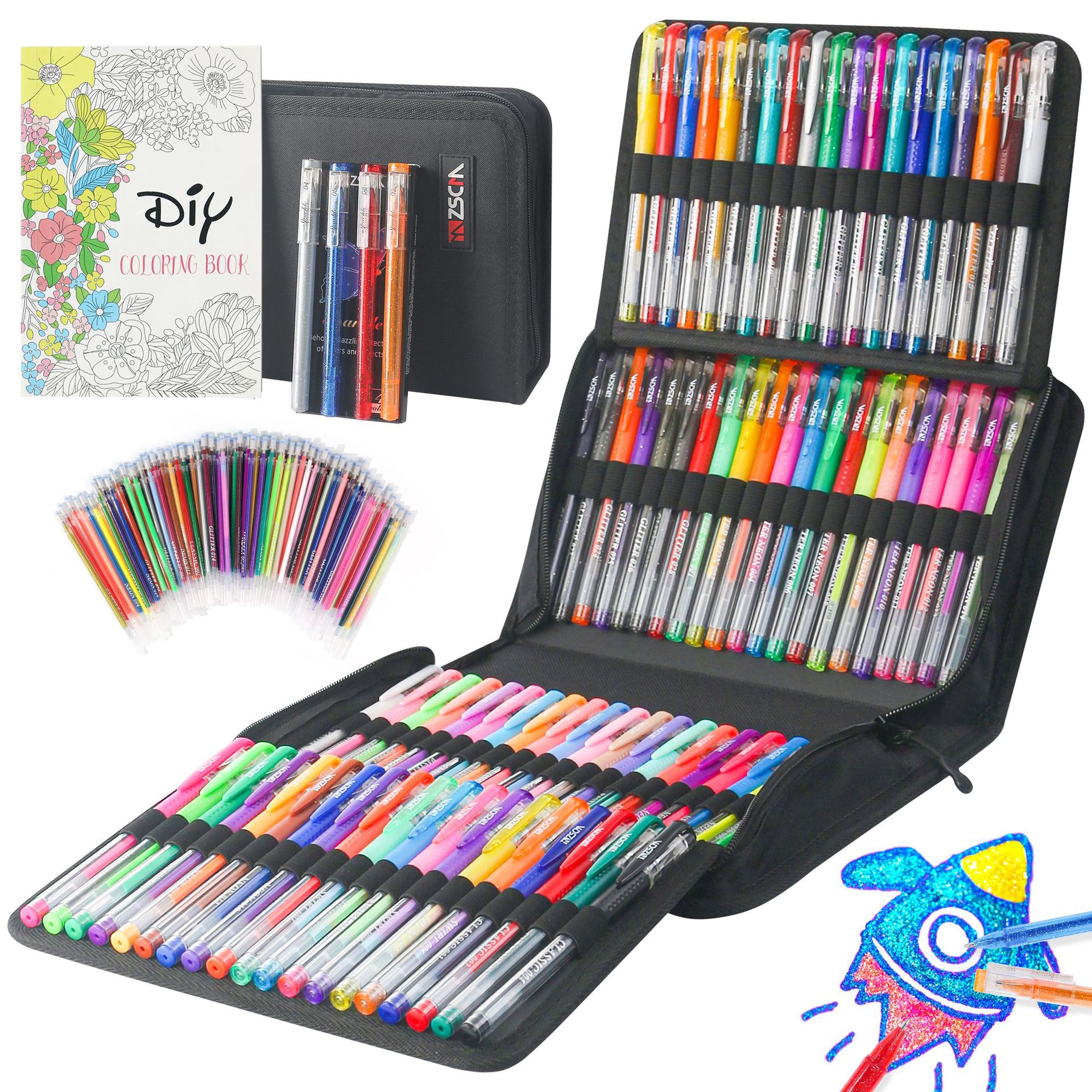 Colorful Gel Pen Canvas Bag 104 Color Pen Refill Colorful - Image 1