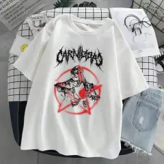 Skull Short Sleeve Hip Hop Cartoon T-shirt Loose - White - View 1