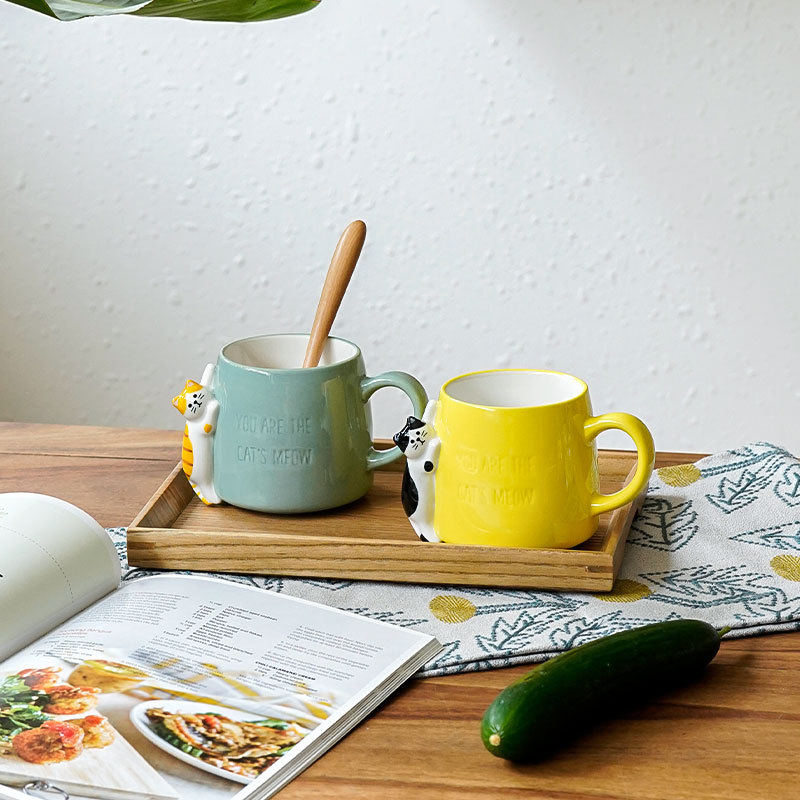 كوب بتصميم مخلب القط الصغير - قط أسود وأبيض