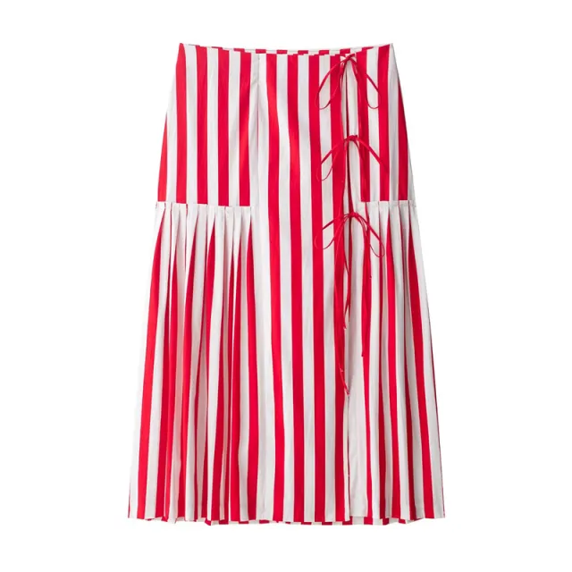 Fashion Striped Lace up Half length Midi Dress Picture Color Xs - Shop at LoveMi